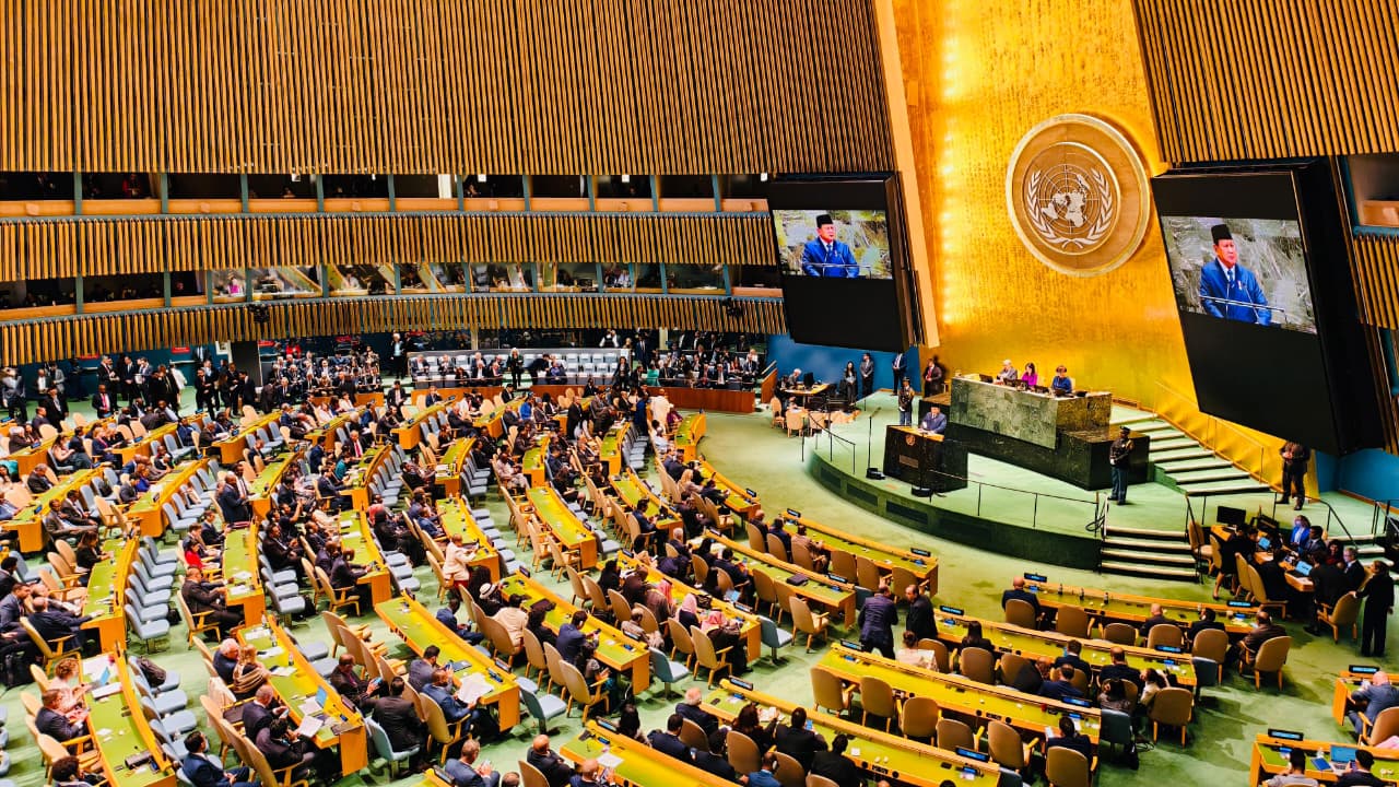 Presiden Prabowo Subianto berpidato dalam Sidang Umum PBB di Amerika Serikat. Dok. BPMI Setpres