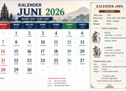 Kalender Juni 2026: Weton Jawa dan Hari Besar Nasional, Apa Tanggal 20 Weton?